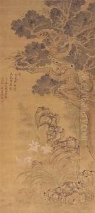 Old Tree, Bamboo And Flowers by Yun Shouping