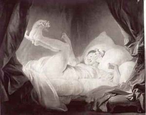 La Gimblette or Young Girl Making her Dog Dance on her Bed