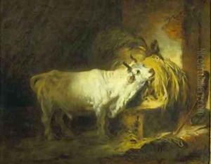 The White Bull in the Stable by Jean-Honore Fragonard