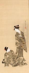 Two Courtesans by Kubo Shunman