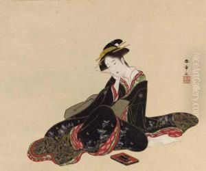 Beauty Writing A Letter by Katsukawa Shunsho