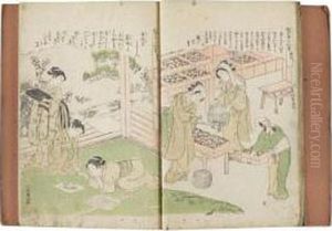 Ehon Takara No Itosuji. L'elevage Des Vers A Soie by Katsukawa Shunsho