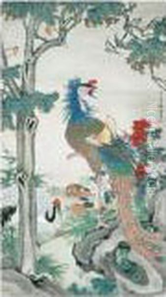 One Hundred Birds Worshipping The Phoenix - view 1