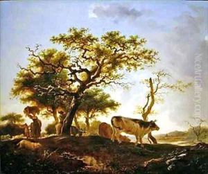 Young woman and a herdsman leading their herds