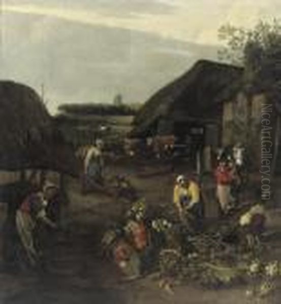 Peasants At Work In A Farmyard - view 1