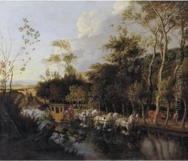 Sold By The J. Paul Getty Museum To Benefit Future Painting Acquisitions
 

 
 
 

 
 A Coach Pulled By Six Horses Crossing A Flooded Road - view 1