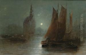 'the Harbour Tower, Hoorn, Zuyderzee'; And A View Of A Dutch Town by Herbert Sidney