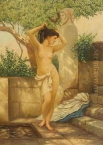 Griechische Frau An Einem Brunnen by Henrik Ippolipovich Semiradskii