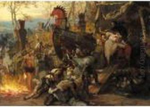 Sketch For 'rus Burial In Bulgaria', 1883-1884 by Henrik Ippolipovich Semiradskii