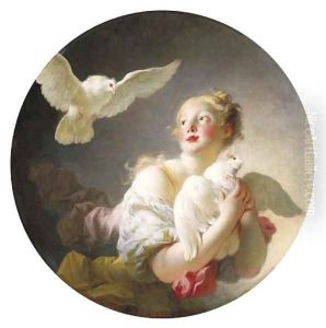 Girl holding a dove (said to be a Portrait of Marie-Catherine Colombe)