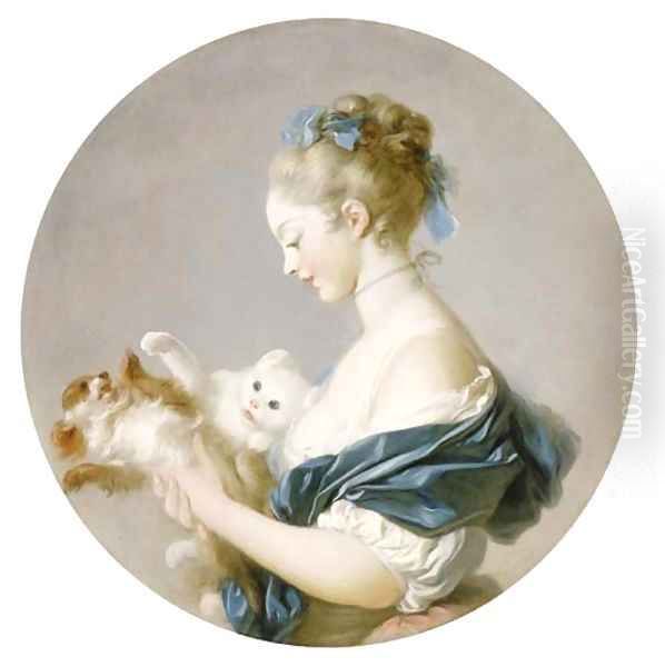 Girl playing with a dog and a cat (said to be a Portrait of Marie-Madeleine Colombe) - view 1