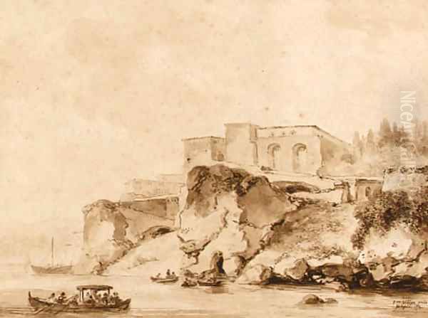A view of Posilipo, near Naples, with pleasure boats in the foreground - view 1