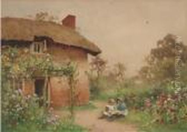 Children Playing Before A Cottage - view 1