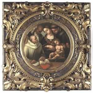 The Madonna And Child With
Saints Bernard(?), Anthony Of Padua And John The Evangelist(?) by Luca Signorelli