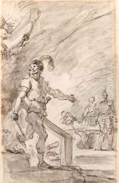 Returning to their cave, the brigands discover Orlando with Isabella and Gabrina, from Ariosto's Orlando Furioso, Canto XIII, 32-33 - view 1