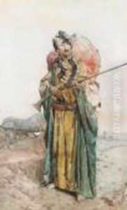 The Portrait Of An Arab With A Gun And A Shield by Guiseppe Signorini