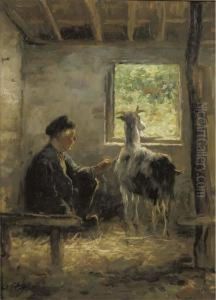 Tending To The Goat by Gijsbertus Jan Sijthoff