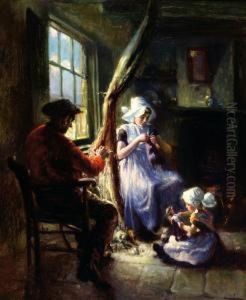 A Fisherman's Family By A Window by Max Silbert
