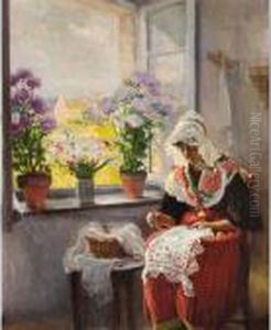 Doing The Needlework by Max Silbert