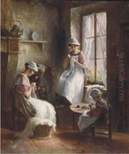 Girls Embroidering Girls Embroidering