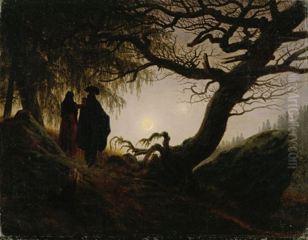 Man and Woman Contemplating the Moon c. 1824 - view 1