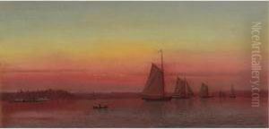 Red Sails At Sunset (sailing At Sunset) by Francis Augustus Silva