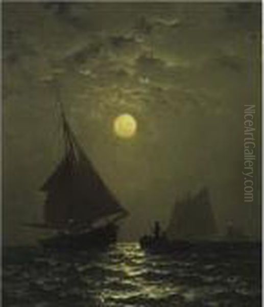 Moonlight And Fishing Boats - view 1