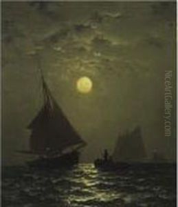 Moonlight And Fishing Boats by Francis Augustus Silva