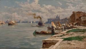 Venedigansicht Mit Fischerbooten In Lagune by Ferdinando Silvani