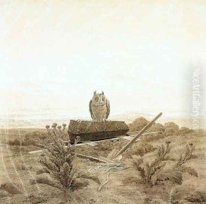 Landscape with Grave, Coffin and Owl 1836-37
