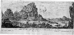 Veue Au Naturel De La Montagne, Et Du Conuent, De Nostre Dame De Montserra En Catalogne. by Israel Silvestre