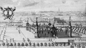 A Bird's-eye View Of Bel-oeil (?), With A Double Armorial Cartoucheabove