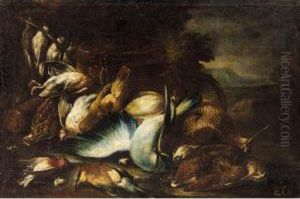 A Still Life With A Woodcock And Other Birds In A Landscape A Still Life With A Woodcock And Other Birds In A Landscape