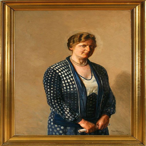The Artist's Wife In Ablue Suit - view 1