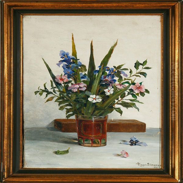 A Still Life Withflowers In A Vase On A Table - view 1