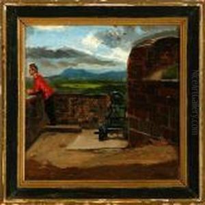 A Soldier Is Overlooking The Fields From A Fort