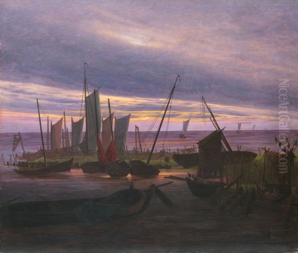 Boats in the Harbour at Evening c. 1828 - view 1