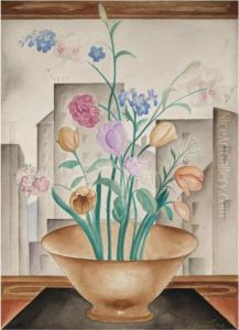 Flowers And Townscape by Simkha Simkhovitch