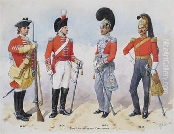6th Inniskilling Dragoons From1751-1845 by Richard Simkin