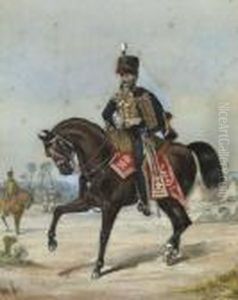Portrait Of An Officer Of The
3rd Hussars; And Portrait Of An Officer Of The 10th Royal Hussars In
India (one Illustrated) by Richard Simkin