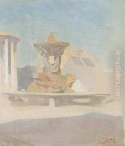 Neptunbrunnen Vor Dem Vestatempel In Rom by Franz Xaver Simm