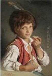 Brotzeit (young Boy Eating Bread) by Franz Xaver Simm