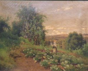 Tending The Garden by Hermann Gustave Simon