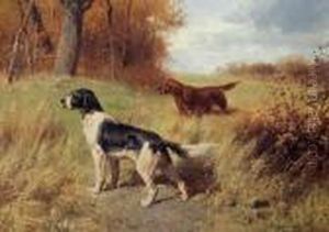 Setters In A Landscape by Hermann Gustave Simon