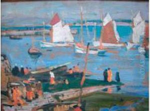 "douarnenez - Animation Sur Le Port" by Lucien Simon