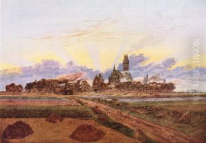 Neubrandenburg in Flames (Sunrise near Neubrandenburg) c. 1835