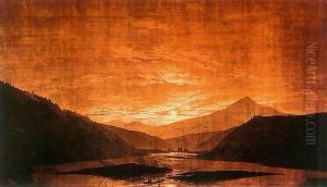 Mountainous River Landscape (Night Version) 1830-35 by Caspar David Friedrich