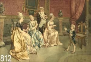 Scena D'interno Con Personaggi by Ettore Simonetti