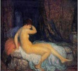 " Nu Assis Au Sofa ". by Michel Simonidy