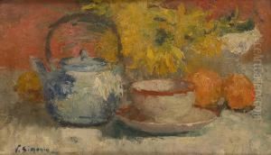 Nature Morte Aux Oranges Et A La Theiere by Victor Simonin